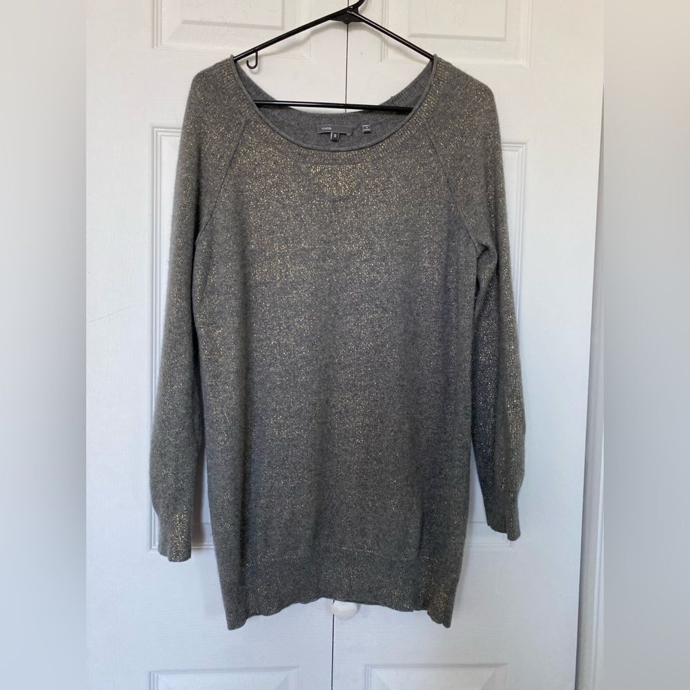 Vince Cashmere Grey & Golden Sweater